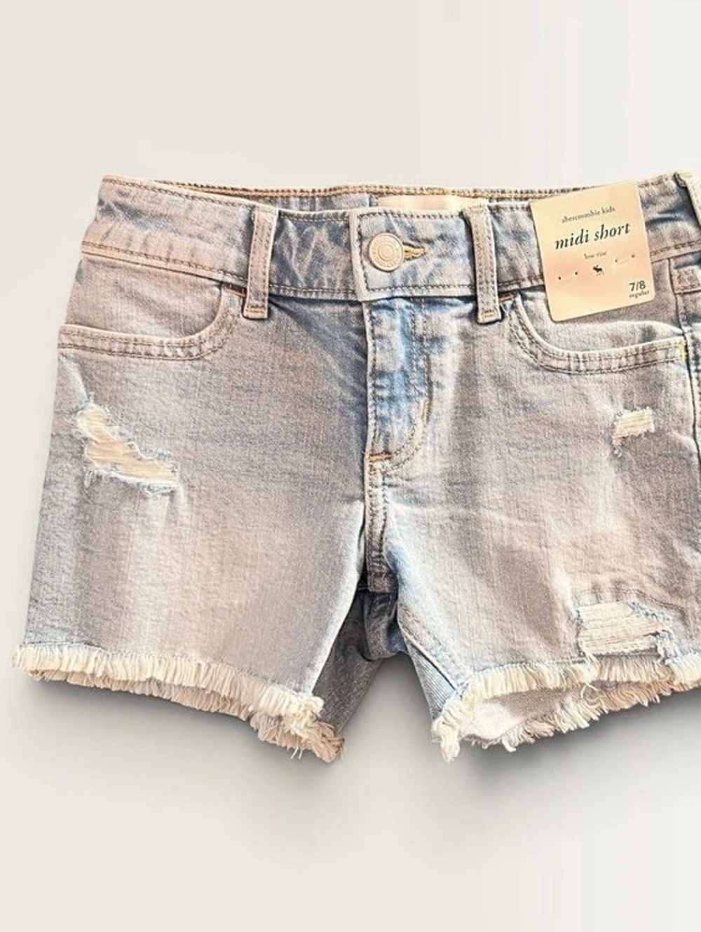 Abercrombie Kids Midi Short Girls Size 7/8 Blue Denim Shorts NWT